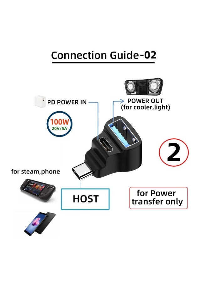 fantasize محول 2 في 1 USB C إلى USB 3.0/USB C أنثوي 20Gbps PD100W 4K60Hz لفصل الإشارة للتلفاز عالي الدقة/القرص/لوحة المفاتيح/الفأرة يدعم الطاقة للمبرد والإضاءة - Image 5
